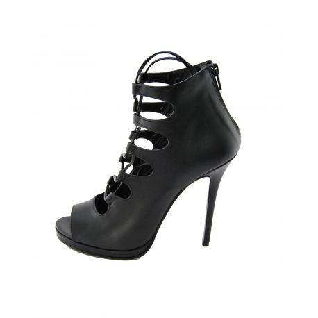 Black sandal with heel Lea Oj laced leather